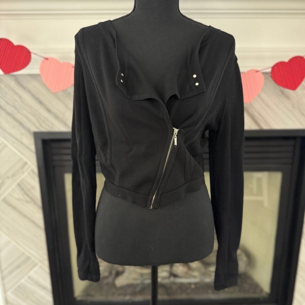 WHBM crop zip sweater